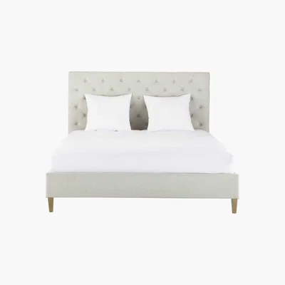Maisons du Monde CHESTERFIELD - Tufted Linen Bed with Slatted Base 180x200