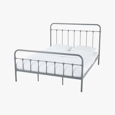 Maisons du Monde KARL - Anthracite Grey Metal Bed with Bars 140X190