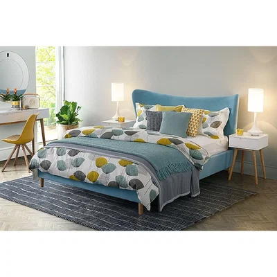 My Furniture Tretton Bed Azure Blue Velvet