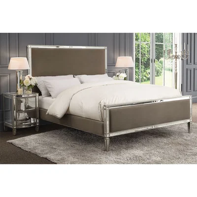 My Furniture Antoinette Mirrored Bed - Taupe