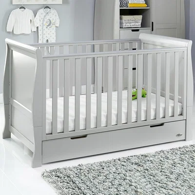 Cuckooland Obaby Stamford Sleigh Cot Bed in Warm Grey