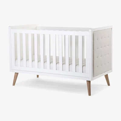 Cuckooland Retro Rio Upholstered Baby & Toddler Cot Bed in White