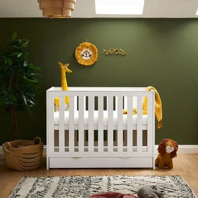 Cuckooland Obaby Nika Mini Cot Bed & Underdrawer - Grey Wash and White