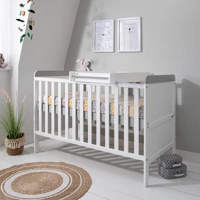 Cuckooland Tutti Bambini Rio Cot Bed with Cot Top Changer and Mattress - Dove Grey & Oak