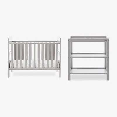 Cuckooland Obaby Grace Mini Cot Bed 2 Piece Nursery Furniture Set - White