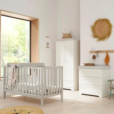 Cuckooland Tutti Bambini Malmo Cot Bed with Rio Furniture 3 Piece Nursery Room Set - Grey & White