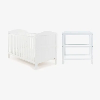 Cuckooland Obaby Whitby Cot Bed 2 Piece Nursery Set in White