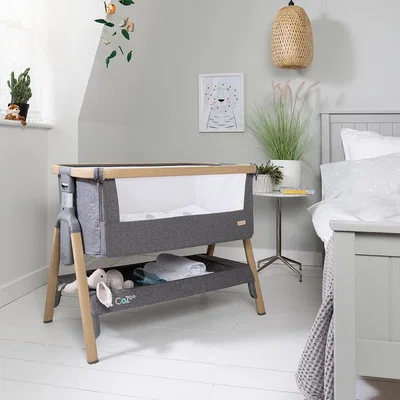 Cuckooland Tutti Bambini CoZee Bedside Crib  - Oak & Midnight Blue