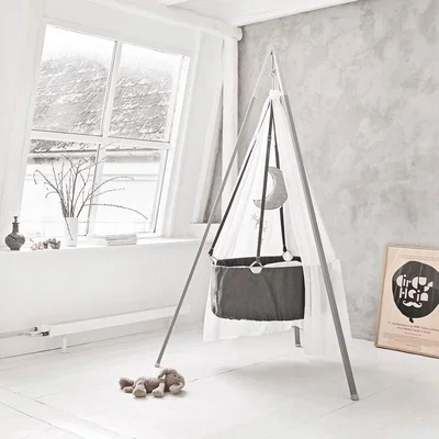 Cuckooland Leander Hanging Baby Cradle with Stand & Mattress - White