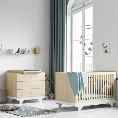 Cuckooland Vox Playwood Cot Bed 2 Piece Nursery Furniture Set - Birch