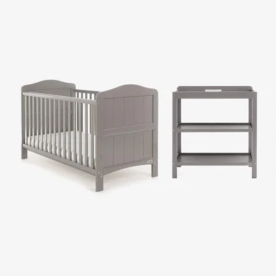 Cuckooland Obaby Whitby Cot Bed 2 Piece Nursery Set in Taupe Grey