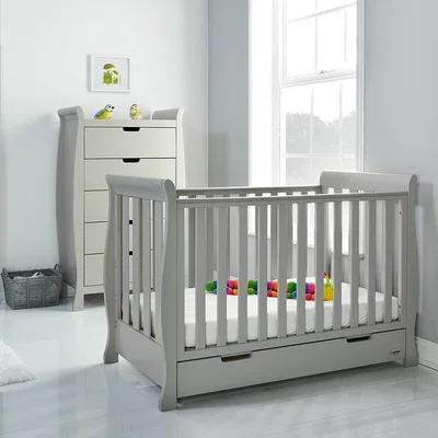 Cuckooland Obaby Stamford Mini Sleigh Cot Bed in Warm Grey