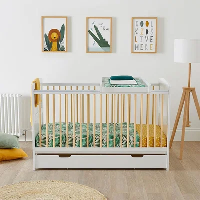 Cuckooland Ickle Bubba Coleby Scandi Classic Cot Bed with Under Drawer and Cot Top Changer