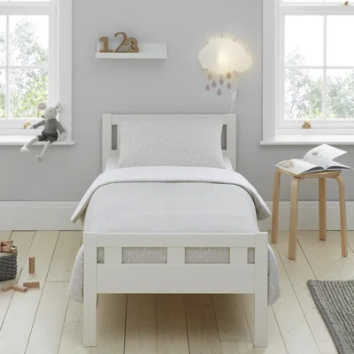 Dunelm Grey Spotted 100% Jersey Cotton Reversible Cot Bed / Toddler Duvet Cover and Pillowcase Set Grey