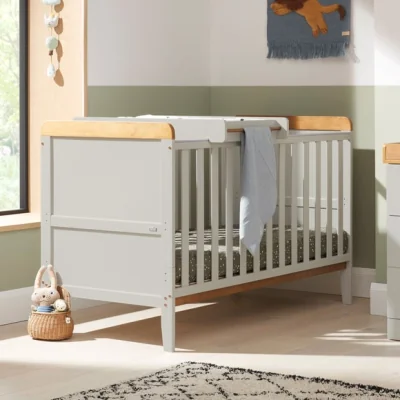 Dunelm Return - Tutti Bambini Rio Cot Bed with Cot Top Changer and Mattress, Dove Grey