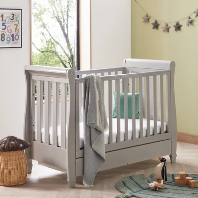 Dunelm Babymore Eva Sleigh Cot Bed with Drawer Grey