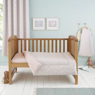 Dunelm Coverless Ditsy Bunny Pink 100% Cotton 4 Tog Cot Bed Quilt Light Pink