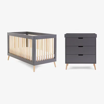 Habitat Obaby Maya 2 Pieces Cot Bed Nursery Set - Slate