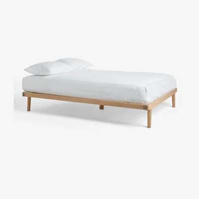 John Lewis John Lewis & Partners Bow Platform Bed Frame, Double, Oak/Natural