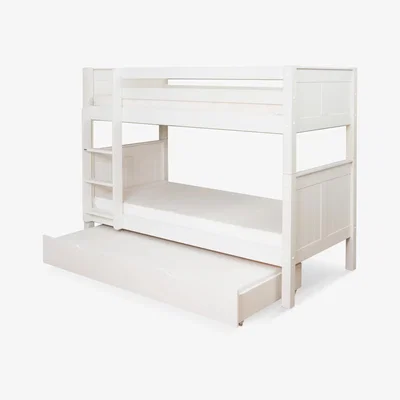 John Lewis Stompa Classic Child Compliant Bunk Bed with Trundle Mattress, Single, White