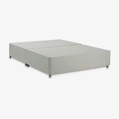 John Lewis John Lewis & Partners Non-Sprung Upholstered Divan Base, Double, Canvas Stone Grey, FSC-Certified (Pine)