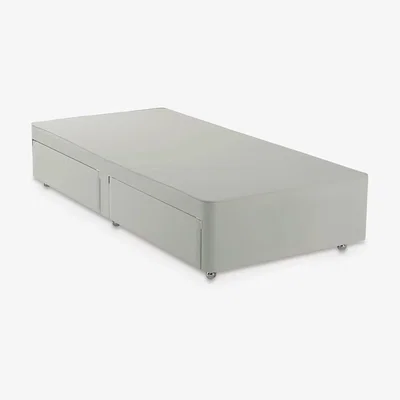 John Lewis John Lewis & Partners Non Sprung 2 Drawer Storage Upholstered Divan Base, Single, Canvas Stone Grey, FSC-Certified (Pine)