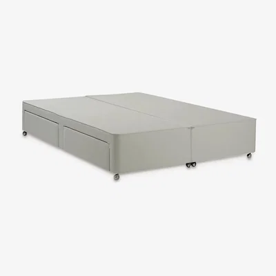 John Lewis John Lewis & Partners Non Sprung 4 Drawer Storage Upholstered Divan Base, Super King Size, Canvas Stone Grey, FSC-Certified (Pine)