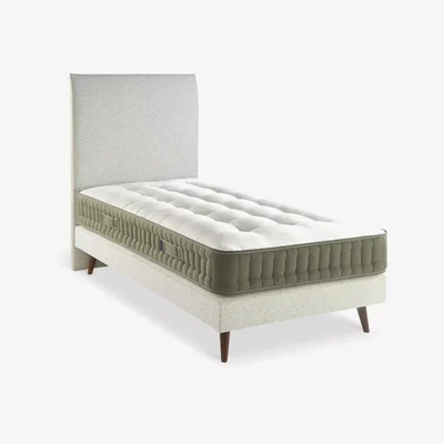 John Lewis John Lewis & Partners EcoMattress™, Headboard and Slim Divan Base Set, Medium Tension, Single, Pale Grey