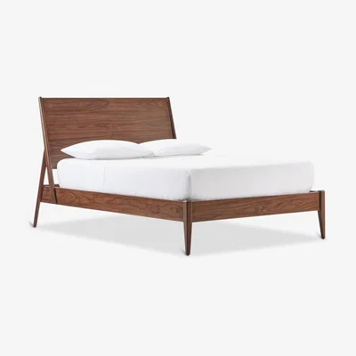 John Lewis west elm Wright Bed Frame, Double, Brown, FSC Certified (Mahogany, Walunt Veneer, Engineered Wood)