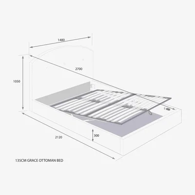 John Lewis John Lewis & Partners Grace Ottoman Storage Upholstered Bed Frame, Double