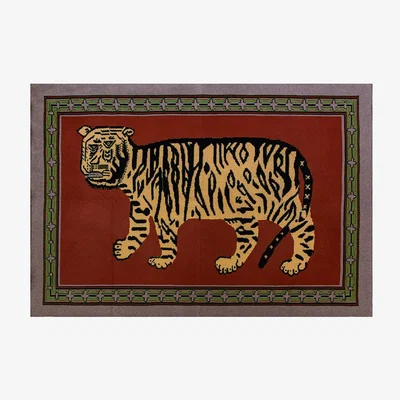 Amara Saved New York - Tiger Carpet 100% Cashmere Throw - Red