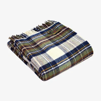 Amara Tweedmill - Pure New Wool Tartan Throw - Muted Blue Dress Stewart