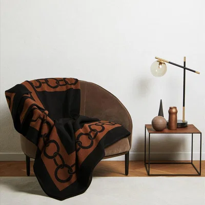 Amara Frette - Chains Wool Throw - 130x200cm - Black/Chestnut