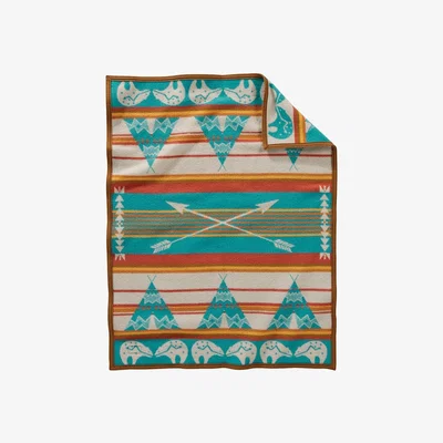 Amara Pendleton - Chief Joseph Muchacho Baby Blanket - Star Guardian Turquoise
