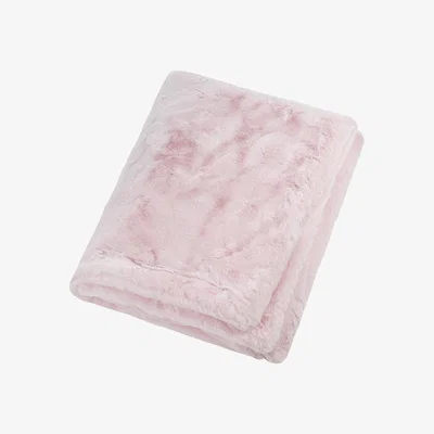 Amara Apparis - Shiloh Vegan Faux Fur Double Sided Blanket - Blush