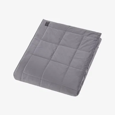 Amara Essentials - Square Velvet Bedspread - Grey - 240x200cm