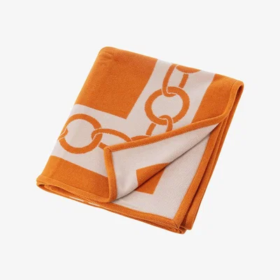Amara Frette - Chains Throw - 130x200cm - Dark Orange/Beige