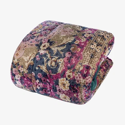 Amara Etro - Marvao Panelled Quilted Bedspread - Iris - 270x270cm