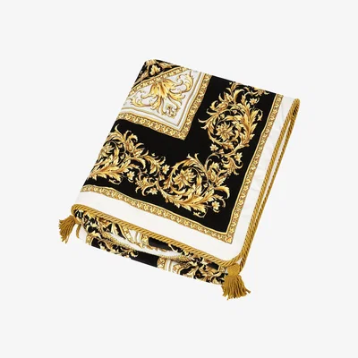 Amara Versace Home - Pamir Plaid Bedspread - Black/White/Gold