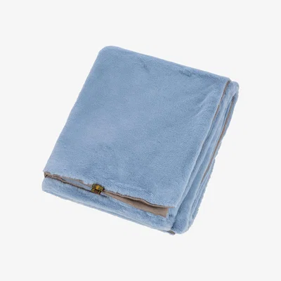 Amara Tweedmill - Faux Fur Throw with Faux Suede Backing - Persian Blue