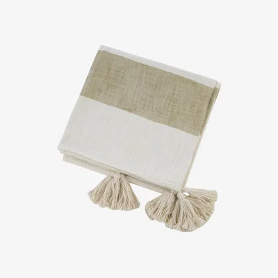 Amara Thick Border Stripe Throw - 130x170cm - Cream
