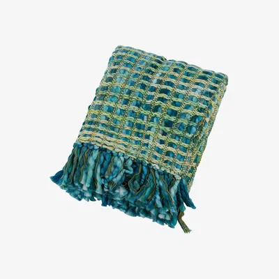 Amara Basket Weave Throw - Peacock
