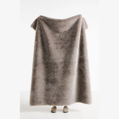 Anthropologie The Chloe Tipped Faux-Fur Throw Blanket
