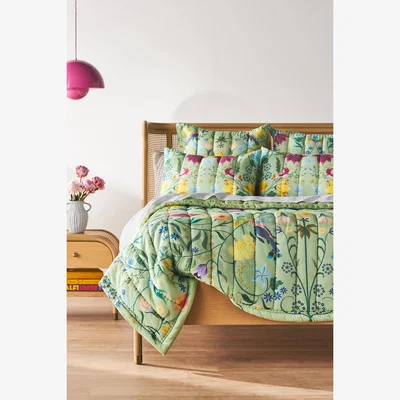 Anthropologie Artisan Quilts Anna Garden Quilted Bedspread