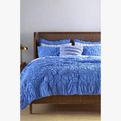 Anthropologie Dahlia Cotton Jersey Floral Quilted Bedspread