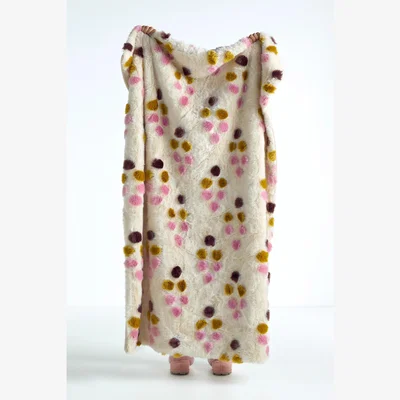 Anthropologie Dottie Jacquard Patterned Faux-Fur Throw Blanket