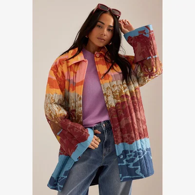 Anthropologie Stella Nova Quilted Landscape Coat