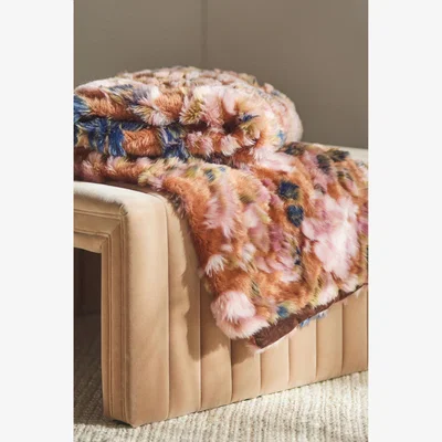 Anthropologie Seren Floral Jacquard Faux-Fur Throw Blanket
