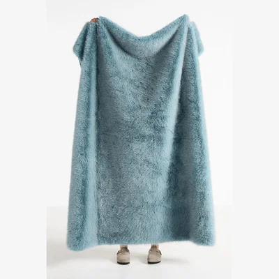 Anthropologie The Chloe Tipped Faux-Fur Throw Blanket
