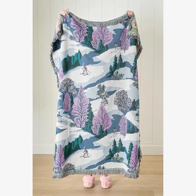 Anthropologie Winterscape Woven Cotton Throw Blanket
